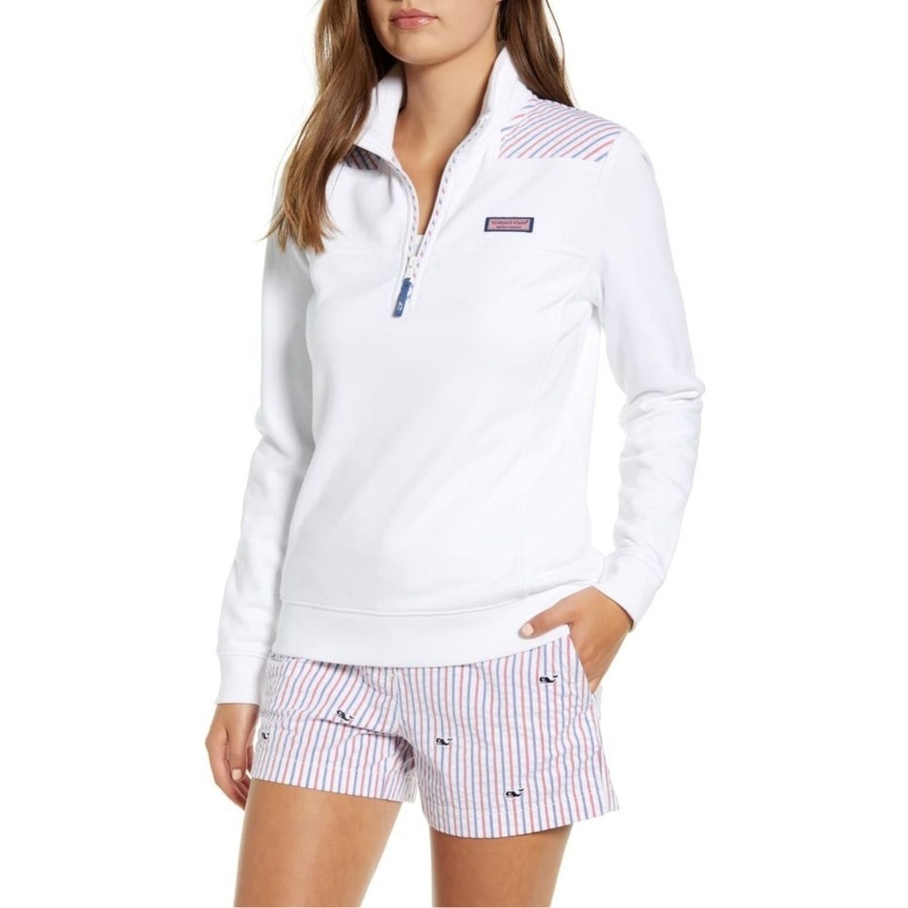 Vineyard Vines White Quarter-Zip Sweatshirt